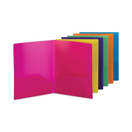 Smead Poly Two-Pocket Folders, 100-Sheet Capacity, 11 x 8.5, Assorted, 6PK 87761